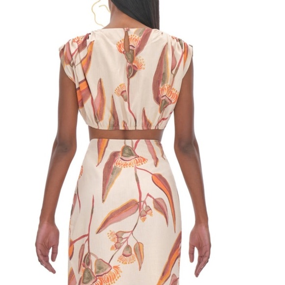 NWT Andrea Iyamah Halima Crop Top Resort Wear Cover Up Eucalyptus Leaves Sz L - Picture 4 of 15